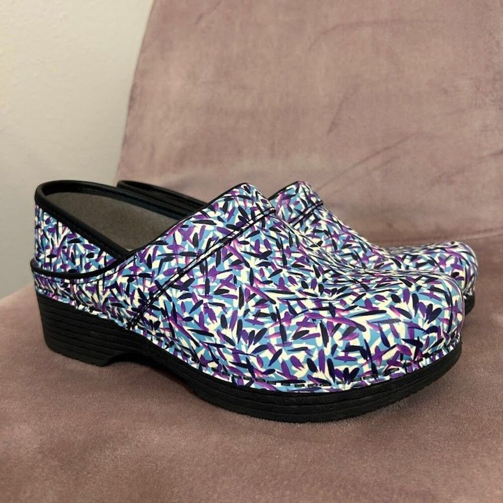 Dansko LT Pro Dash Leather Blue Clog 39 EU 8.5-9 US Lightweight Work Nurse